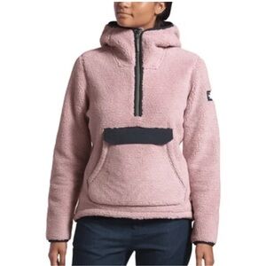 The North Face Campshire Sherpa Fleece 1/4 Zip Hoodie Pink Womens XL NWOT